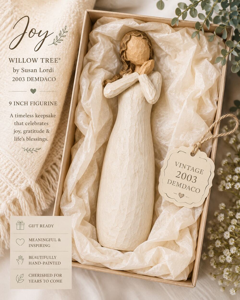 Willow Tree Joy Figurine Susan Lordi 2003 DEMDACO Vintage Collectible
